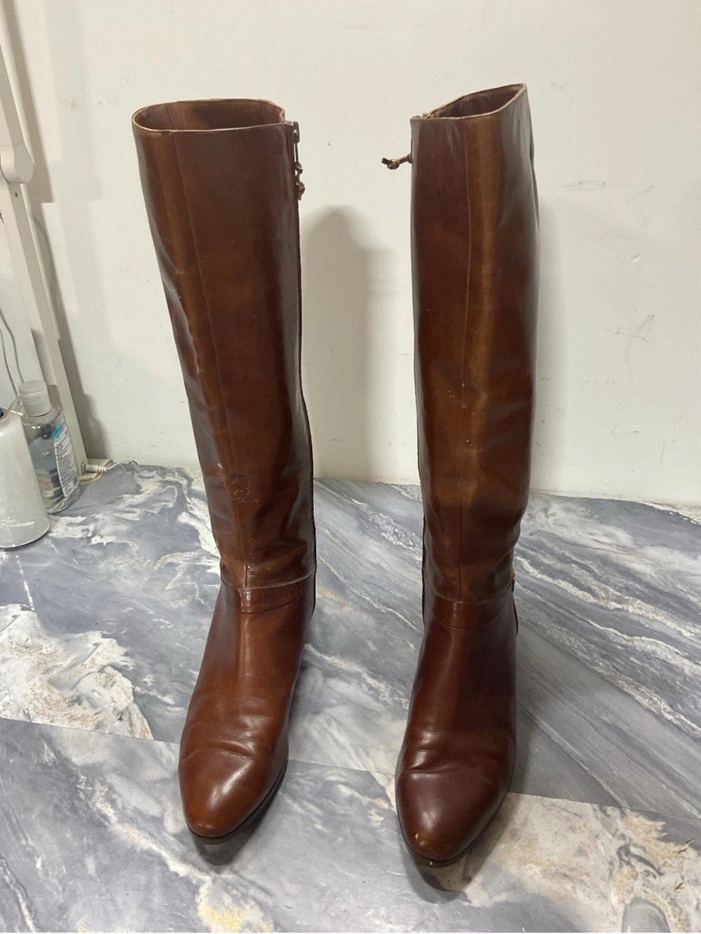 Vintage Salvatore Ferragamo Rallina Brown Calf Leather Tall Riding Boots 9/5